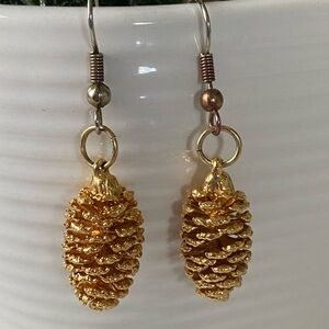 Gold Pinecone Drop Earrings